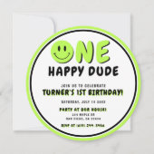 Een Gelukkige Gast 1e Verjaardag Smiley Gezicht Kaart (Voorkant)