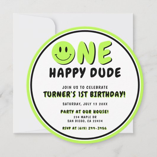 Een Gelukkige Gast 1e Verjaardag Smiley Gezicht Kaart (Voorkant)