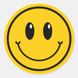 Een Gelukkige Gast Glimlach Emoji Eerste Verjaarda Ronde Sticker