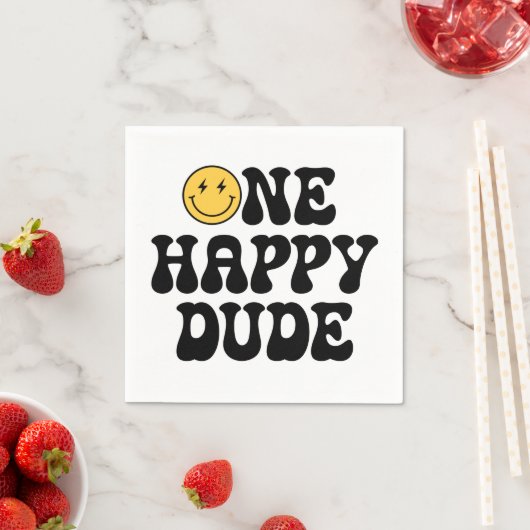 Een Gelukkige Gast Retro Gelukkig Gezicht 1e Verja Servet (Insitu)