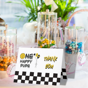 Een Gelukkige Gele Glimlach Eerste 1e Jongen Verja Bedankkaart