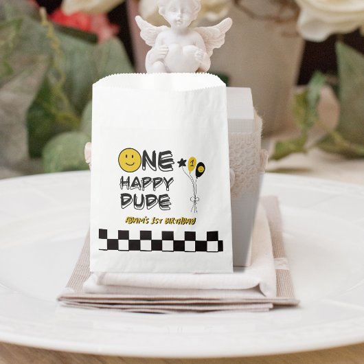 Een Gelukkige Gele Glimlach Eerste 1e Jongen Verja Bedankzakje