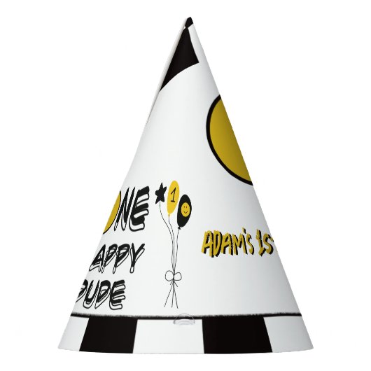 Een Gelukkige Gele Glimlach Eerste 1e Jongen Verja Feesthoedjes (Links)