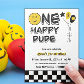 Een Gelukkige Gele Glimlach Eerste 1e Jongen Verja Kaart