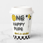 Een Gelukkige Gele Glimlach Eerste 1e Jongen Verja Papieren Bekers (Achterkant)