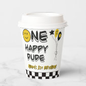 Een Gelukkige Gele Glimlach Eerste 1e Jongen Verja Papieren Bekers (Voorkant)