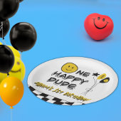 Een Gelukkige Gele Glimlach Eerste 1e Jongen Verja Papieren Bordje