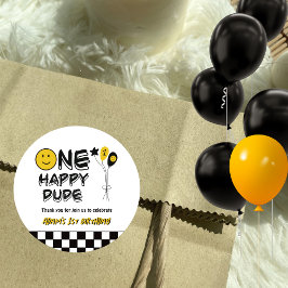 Een Gelukkige Gele Glimlach Eerste 1e Jongen Verja Ronde Sticker