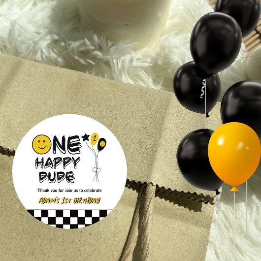 Een Gelukkige Gele Glimlach Eerste 1e Jongen Verja Ronde Sticker