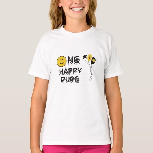 Een Gelukkige Gele Glimlach Eerste 1e Jongen Verja T-shirt (Voorkant)