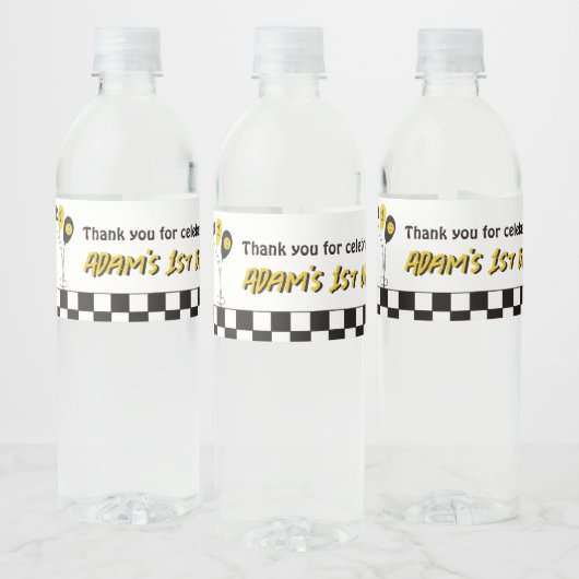 Een Gelukkige Gele Glimlach Eerste 1e Jongen Verja Waterfles Etiket (Flessen)