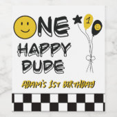 Een Gelukkige Gele Glimlach Eerste 1e Jongen Verja Wijn Etiket (Enkel label)