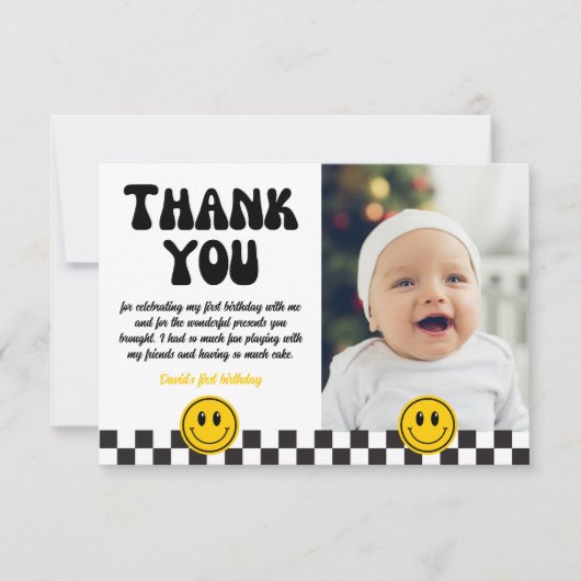 Een gelukkige Glimlachende Gezichtsfoto Verjaardag Bedankkaart (Voorkant)