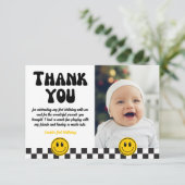 Een gelukkige Glimlachende Gezichtsfoto Verjaardag Bedankkaart (Staand voorkant)