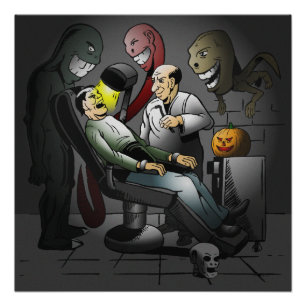 Een gelukkige Halloween Nacht bij de Tandarts Post Perfect Poster