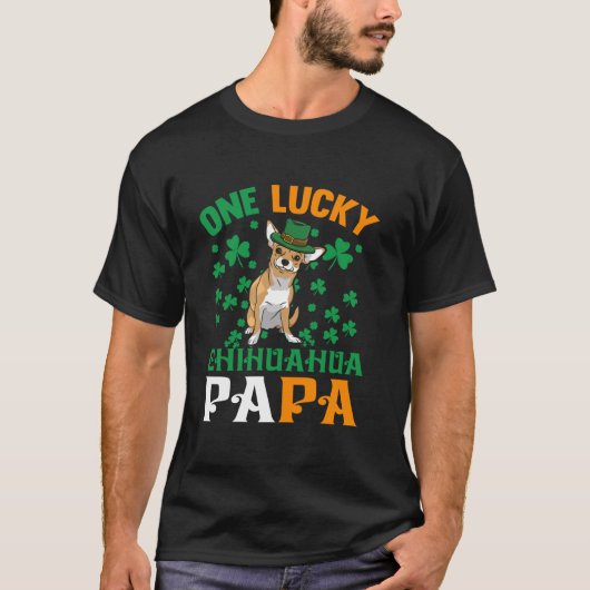 Een gelukkige hond Papa Red Chihuahua vader St Pat T-shirt (Voorkant)