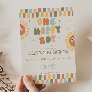 Eén Gelukkige Jongen Boho Zon 1e Verjaardag Kaart