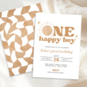 Eén Gelukkige Jongen Boho Zon Eerste Verjaardagsui Kaart