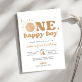 Eén Gelukkige Jongen Boho Zon Eerste Verjaardagsui Kaart