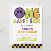 Een gelukkige jongen van één geboorthday party kaart (Voorkant)