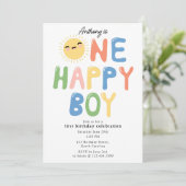 Een Gelukkige Jongen Verjaardag Nodig 1e Verjaarda Kaart (Staand voorkant)