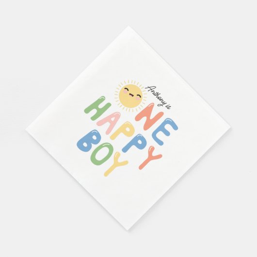 Een Gelukkige Jongen Verjaardag Nodig 1e Verjaarda Servet (Hoek)