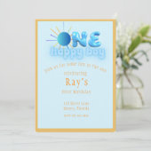 Een gelukkige jongen zon verjaardag uitnodiging (Staand voorkant)