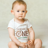 Eén Gelukkige Kampeerbeer Watercolor 1e Verjaardag Romper