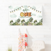 Eén gelukkige kampeerder eerste verjaardag  spandoek (Insitu)