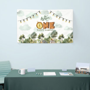 Eén Gelukkige Kampeerder Eerste Verjaardag Spandoek