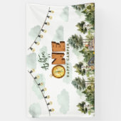 Eén gelukkige kampeerder eerste verjaardag  spandoek (Verticaal)