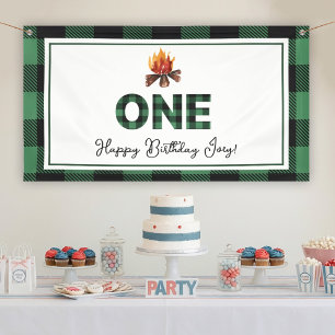 Eén Gelukkige Kampeerder Eerste Verjaardag Spandoek
