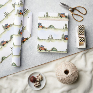 Eén Gelukkige Kampeerder Verjaardag Jongen Cadeaupapier
