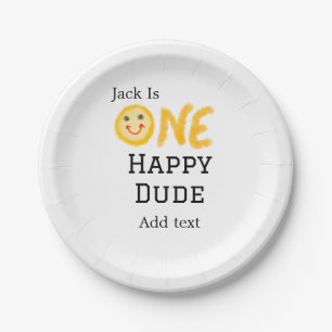 Een gelukkige kerel 1e gelukkige Verjaardag smiley Papieren Bordje