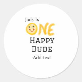 Een gelukkige kerel 1e gelukkige Verjaardag smiley Ronde Sticker