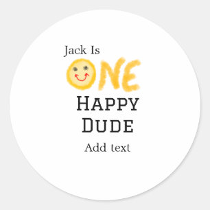 Een gelukkige kerel 1e gelukkige Verjaardag smiley Ronde Sticker