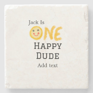 Een gelukkige kerel 1e gelukkige Verjaardag smiley Stenen Onderzetter