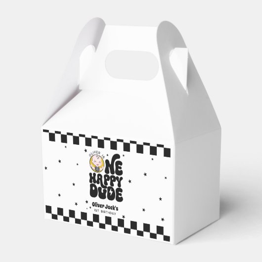 Een gelukkige kerel 1e verjaardag bedankdoosjes (Achterkant)