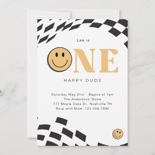 Een gelukkige kerel 1e verjaardag uitnodiging (Voorkant)
