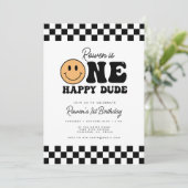Een gelukkige kerel 1e verjaardag uitnodiging (Staand voorkant)