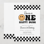 Een gelukkige kerel 1e verjaardag uitnodiging (Voorkant / Achterkant)