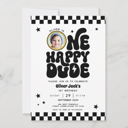 Een gelukkige kerel 1e verjaardag uitnodiging met  (Voorkant)