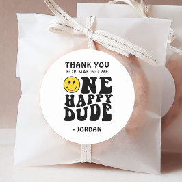 Een gelukkige kerel bedankt je gunst ronde sticker