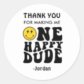 Een gelukkige kerel bedankt je gunst ronde sticker (Voorkant)