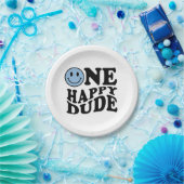 Een gelukkige kerel | Blauwe Retro Preppy Smile Ve Papieren Bordje (Feest)