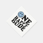 Een gelukkige kerel | Blauwe Retro Preppy Smile Ve Servet (Hoek)