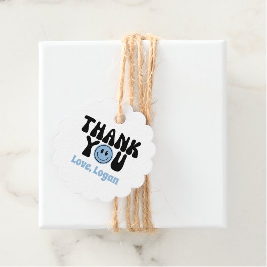 Een gelukkige kerel dank je gunsten bedankjes labels (In situ)