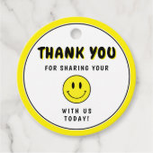 Een gelukkige kerel/Gal gele smiley dank u Bedankjes Labels (Voorkant)