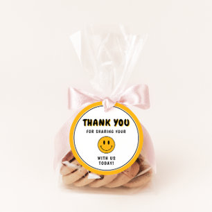 Een gelukkige kerel/Gal Sinaasappel Smiley dank u Bedankjes Labels