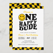 Een gelukkige kerel geel golvende glimlach gezicht kaart (Voorkant / Achterkant)